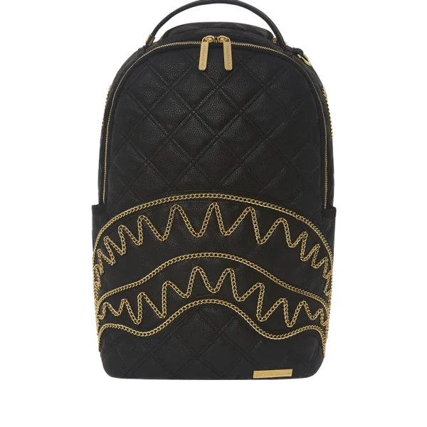 NOIR QUILT GOLD CHAIN SHARK BACKPACK (DLXV)