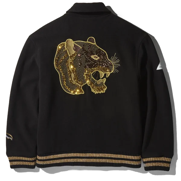 A.I.9 AFRICAN INTELLIGENCE GUILDED LEOPARD - SANDFLOWER COLLAB VARSITY JACKET
