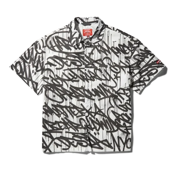 GRAFFITI SHORT SLEEVE BUTTON FRONT SHIRT