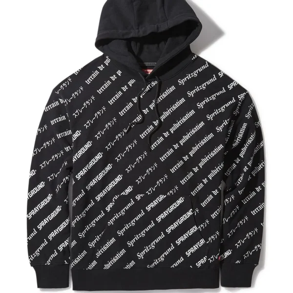 SG LOGO REPEAT HOODIE PULLOVER BLACK